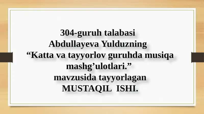 Kattavatayyorlov guruhda musiqa mashg'ulotlari