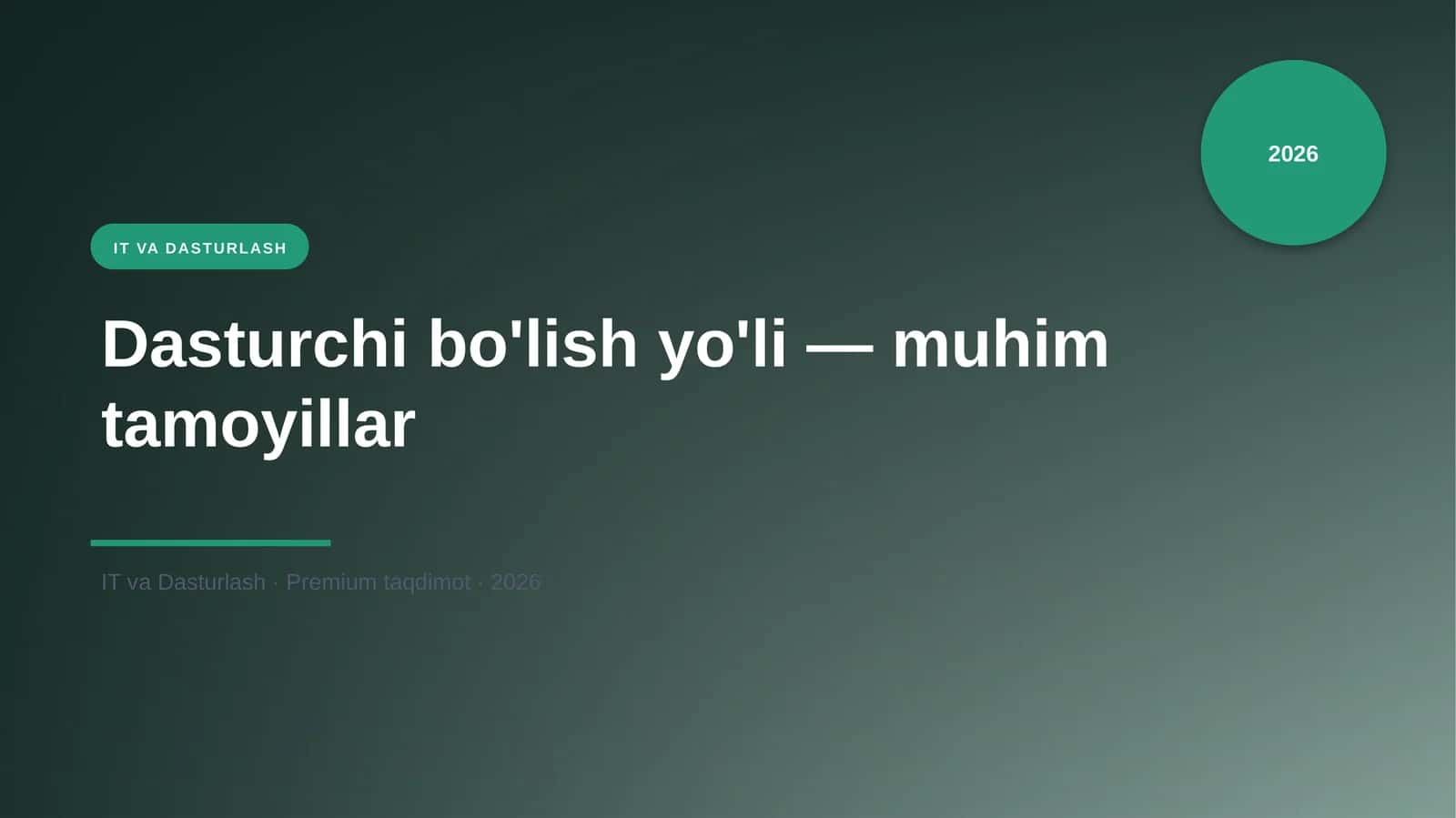 Dasturchi bo'lish yo'li — muhim tamoyillar
