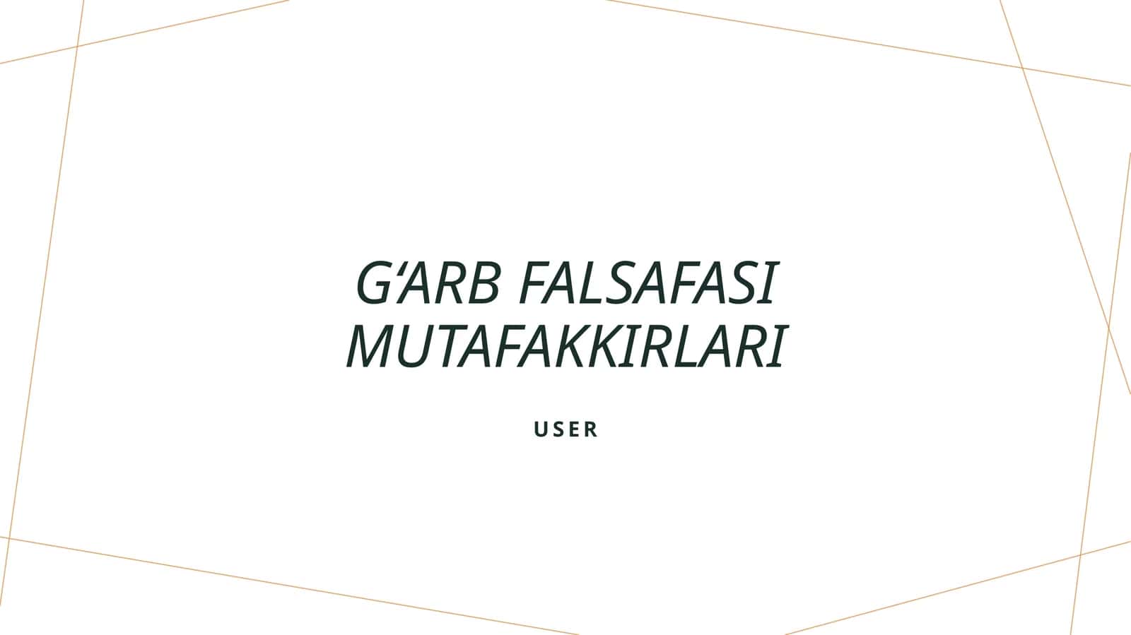 G‘arb falsafasi mutafakkirlari