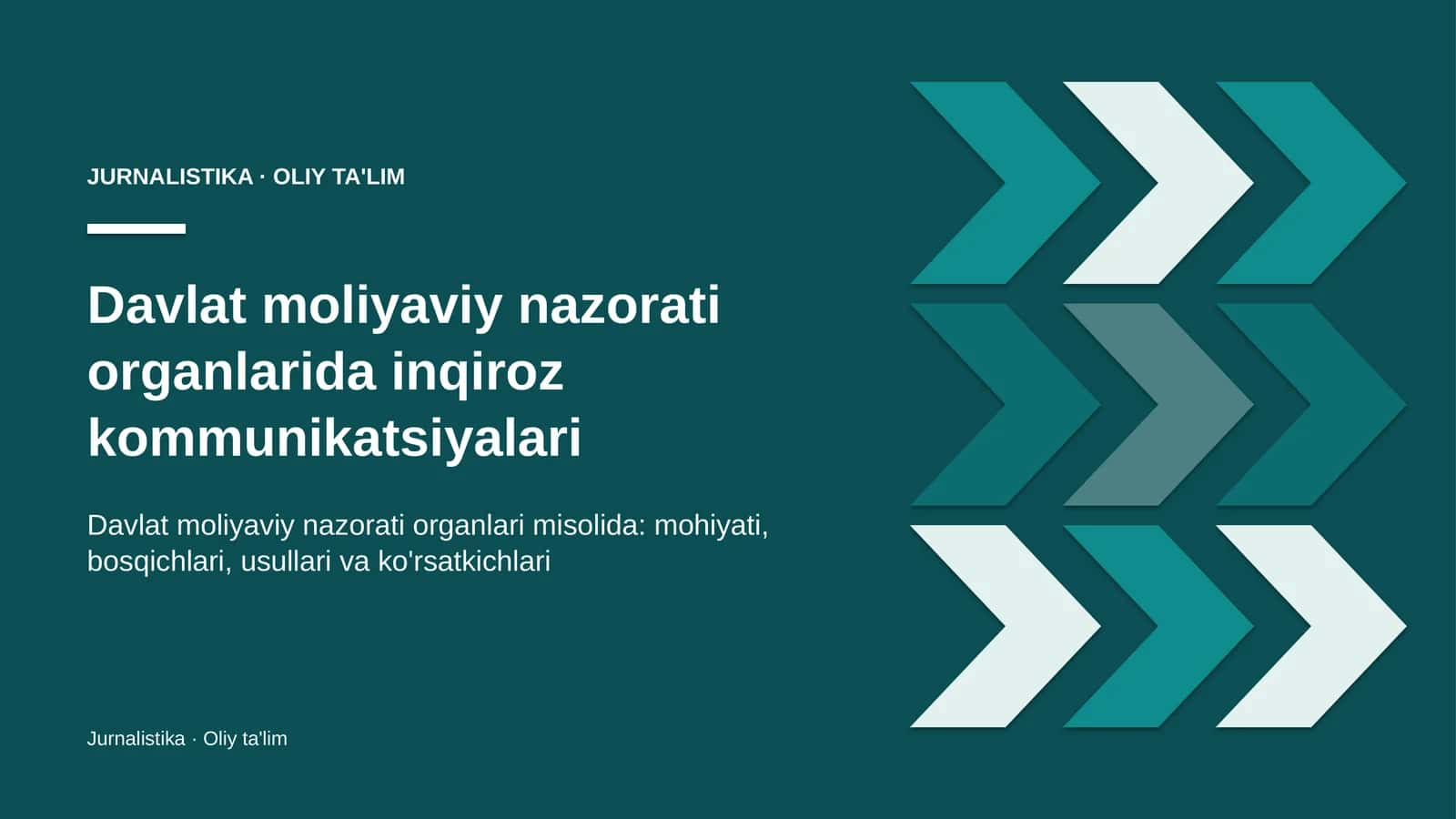 Davlat moliyaviy nazorati organlarida inqiroz kommunikatsiyalari