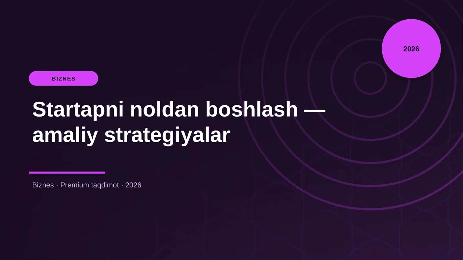 Startapni noldan boshlash — amaliy strategiyalar