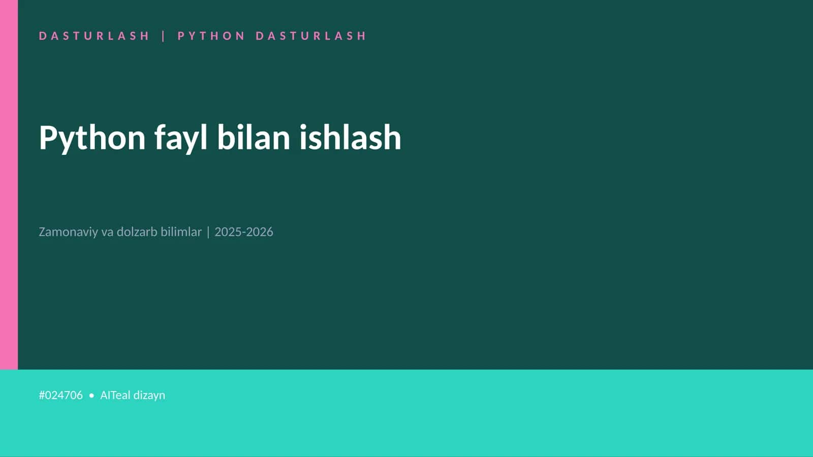 DASTURLASH | PYTHON DASTURLASH