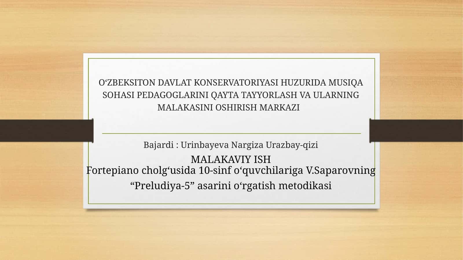 Musiqa sohasi pedagoglarini qayta tayyorlash va ularning malakasini oshirish markazi