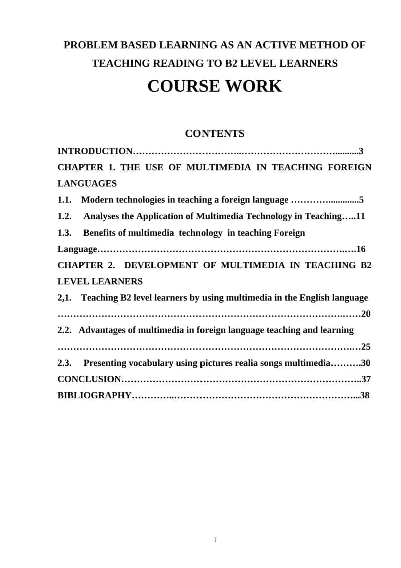 PROBLEM BASED LEARNING AS AN ACTIVE METHOD OF TEACHING READING TO B2 LEVEL LEARNERS