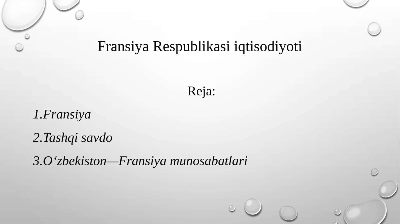 Fransiya Respublikasining iqtisodiyoti