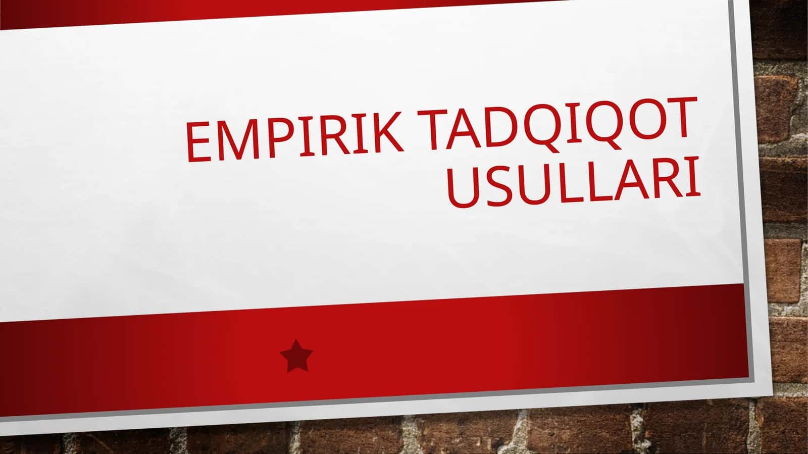 EMPIRIK TADQIQOT USULLARI