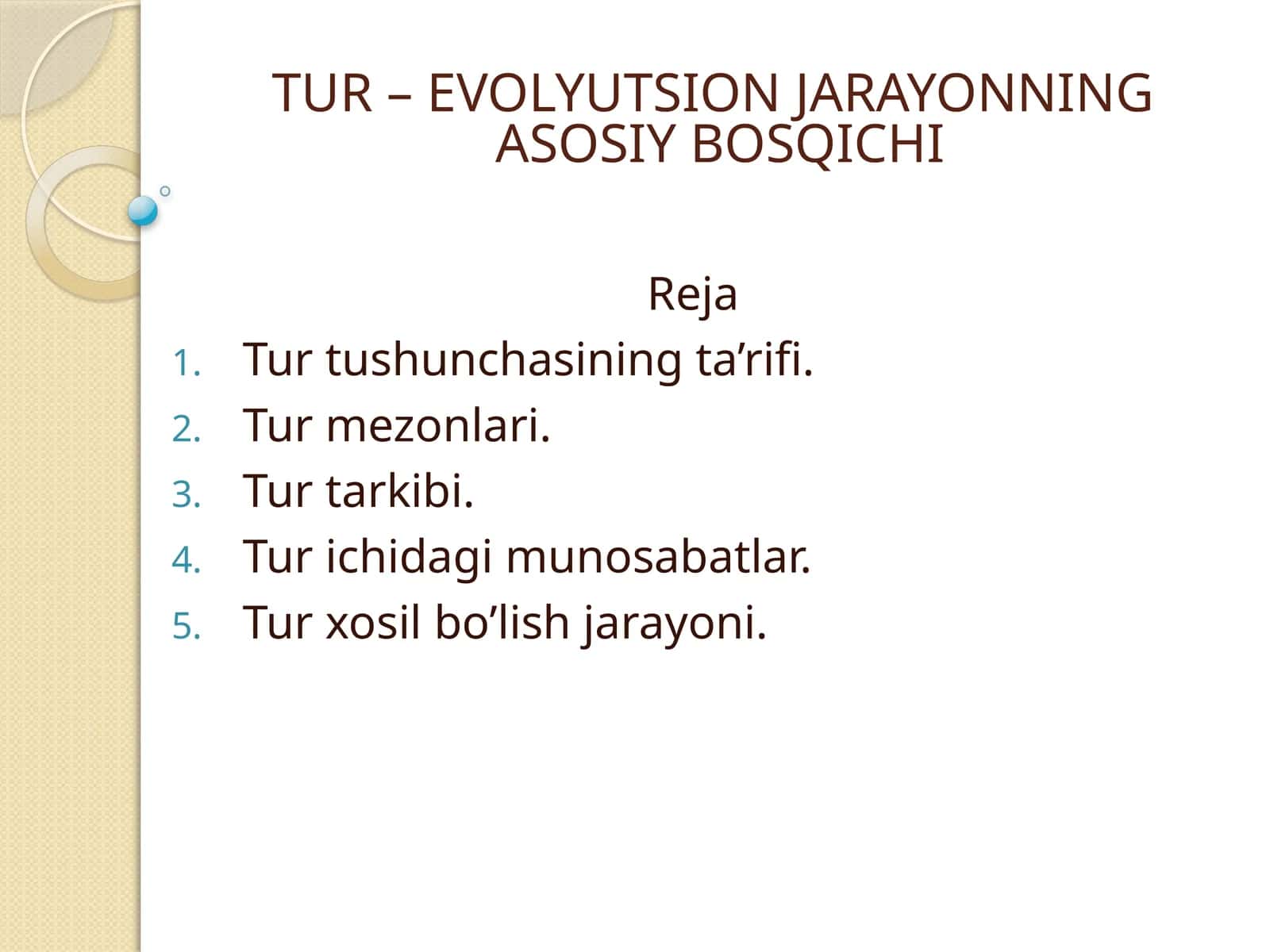 EVOLYUTSION JARAYONNINGASOSIY BOSQICHI