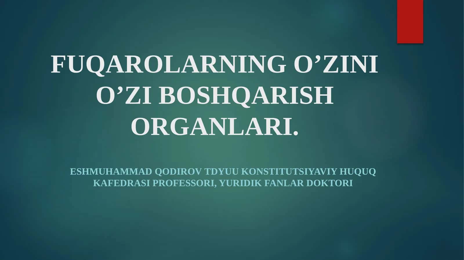 Fuqarolarni o‘zini o‘zi boshqarish organlari