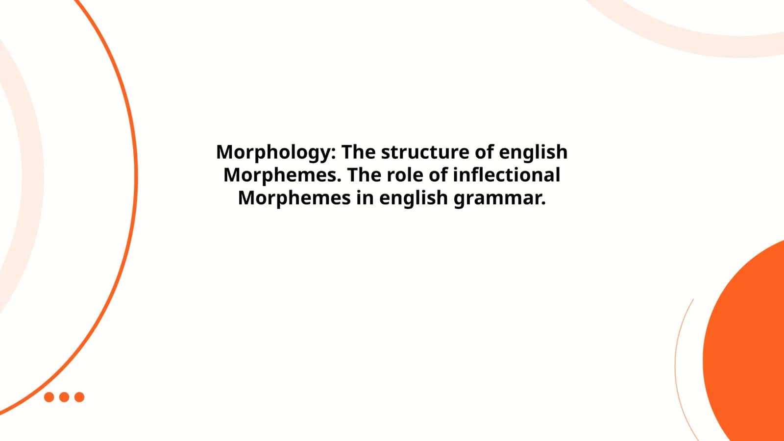 Morphology: The structure of english