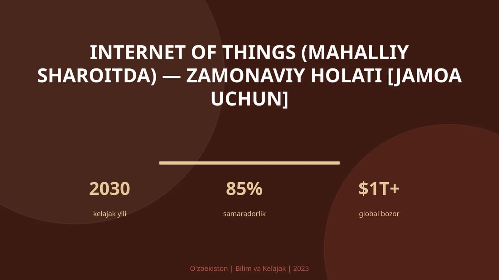 Internet of Things (mahalliy sharoitda) — zamonaviy holati