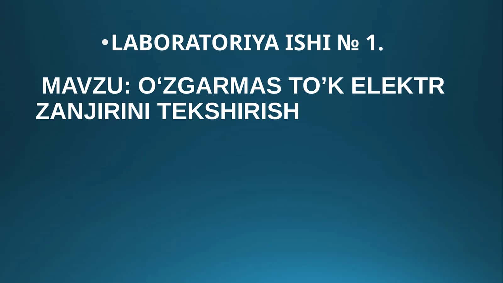 O‘ZGARMAS TO’K ELEKTR ZANJIRINI TEKSHIRISH. REZISTOR, INDUKTIV G’ALTAK VA KONDENSATOR ELEMENTLARI KETMA-KET ULANGAN BIR FAZALI SINUSOIDAL O‘ZGARUVCHAN TOK ZANJIRINI TEKSHIRISH.