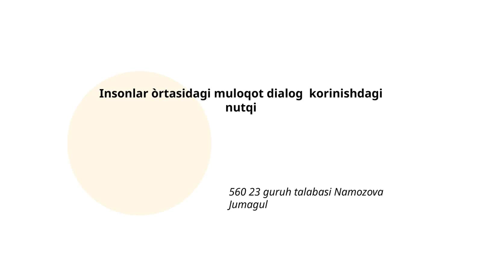 Insonlar òrtasidagi muloqot dialog korinishdagi nutqi