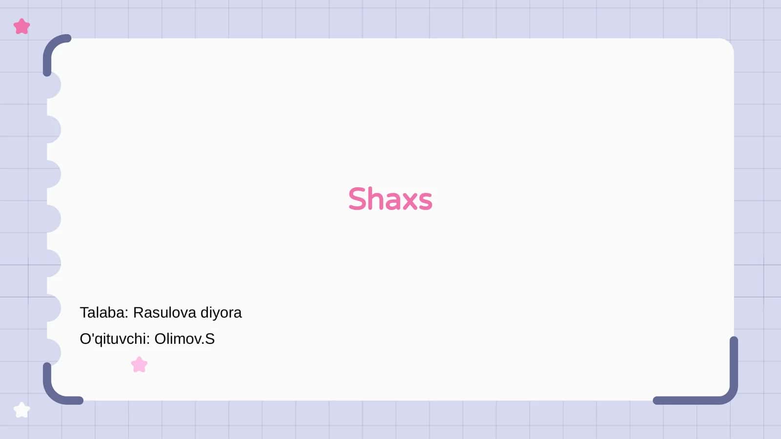 Shaxs nima?