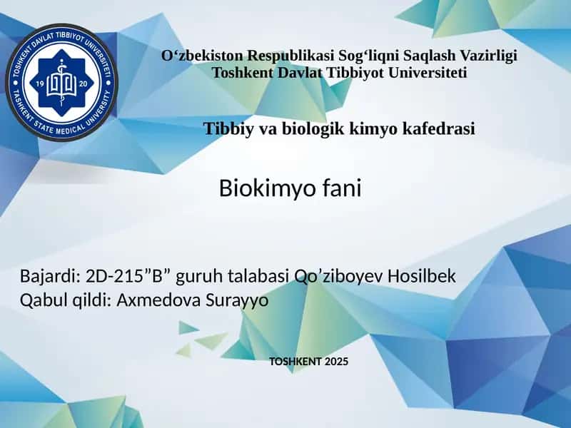 Biokimyo fani
