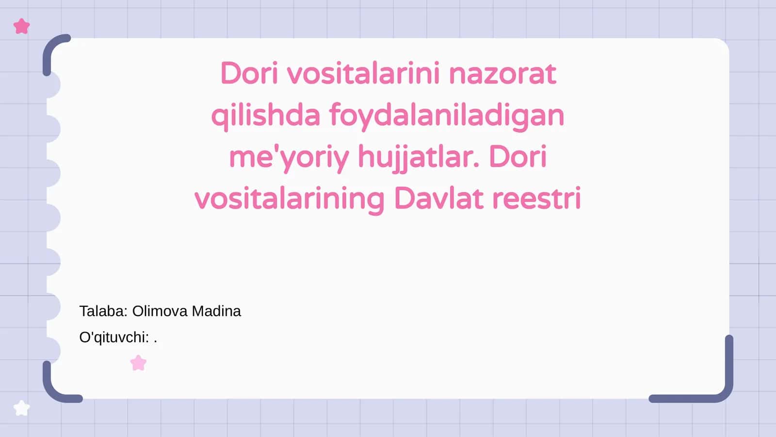 Dori vositalarining nazorat qilishda foydalaniladigan me'yoriy hujjatlar