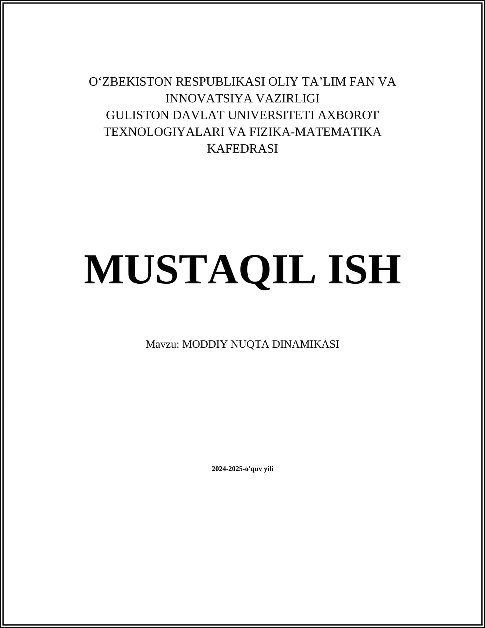 MODDIY NUQTA DINAMIKASI