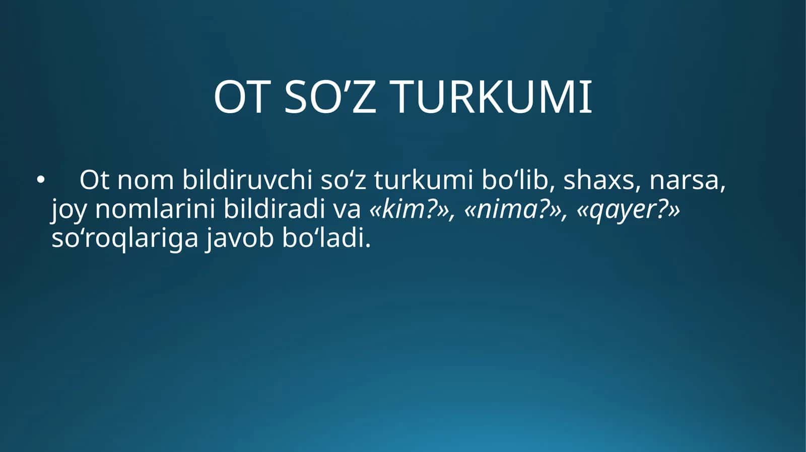 Ot soʻz turkumi