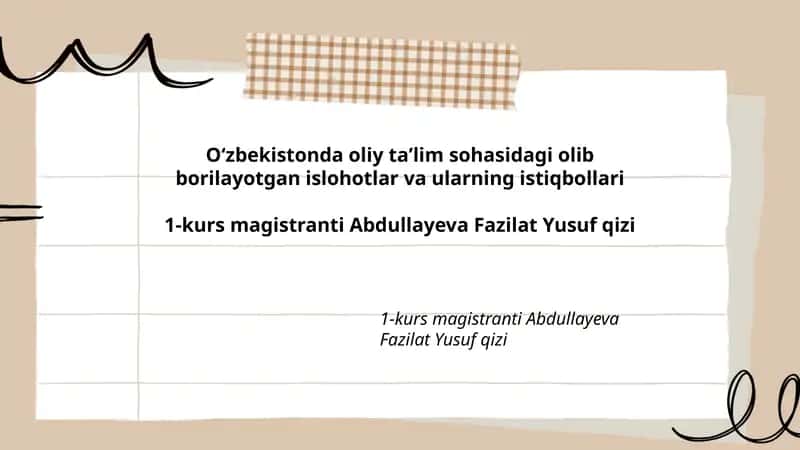 Oliy taʼlim sohasidagi olib borilayotgan islohotlar