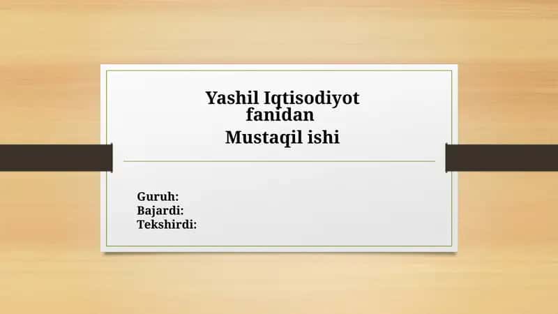Yashil Iqtisodiyot