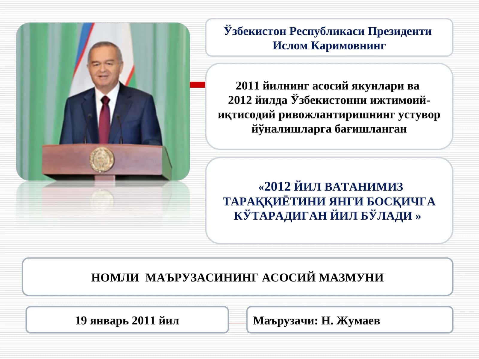 НОМЛИ МАЪРУЗАСИНИНГ АСОСИЙ МАЗМУНИ