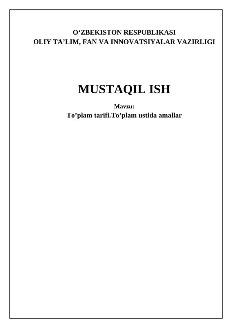 To'plam tushunchasi va belgilash usullari