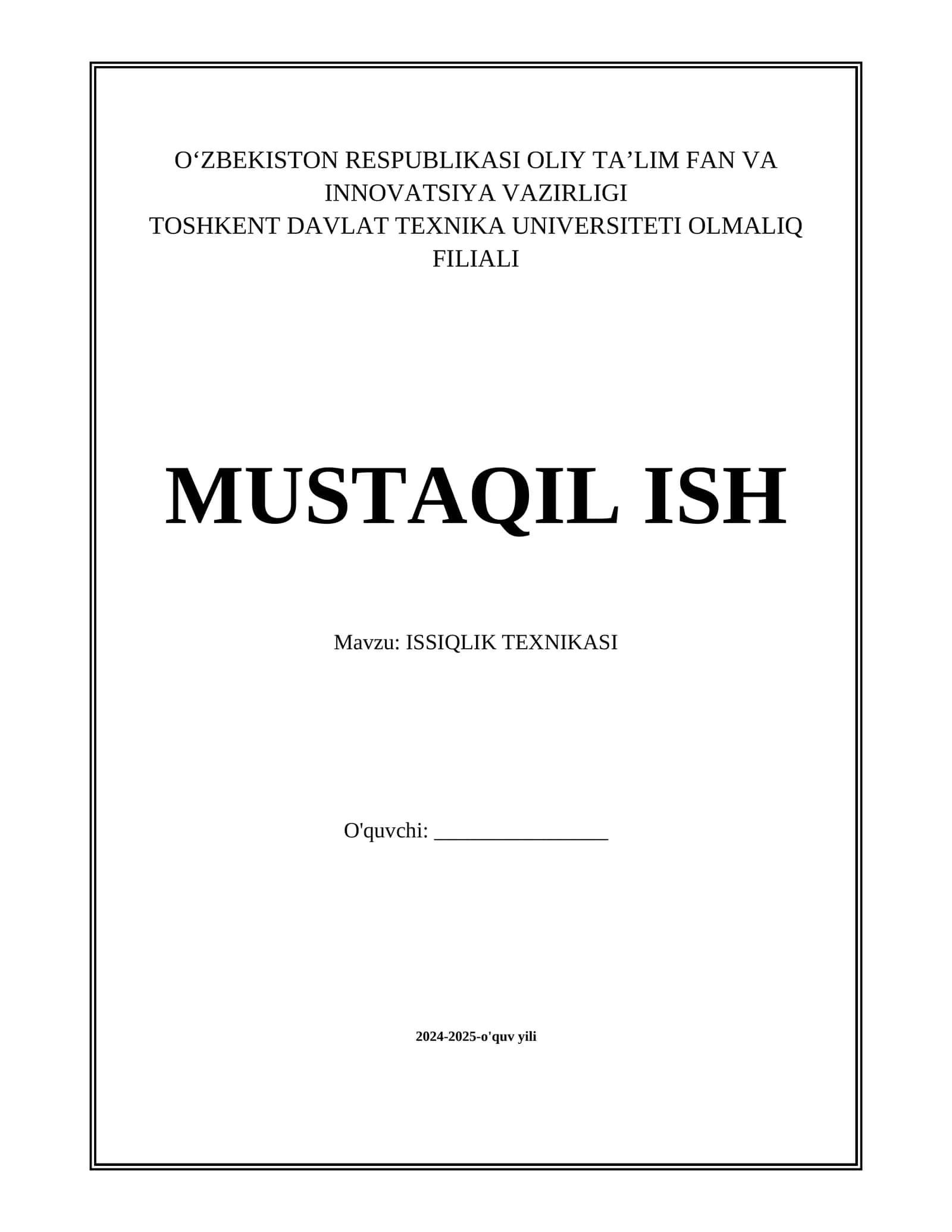 ISSIQLIK TEXNIKASI