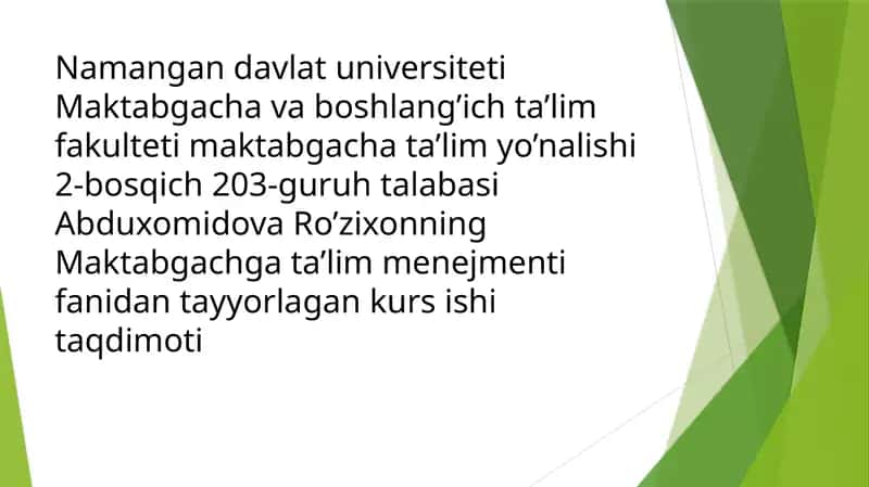 Maktabgacha ta’lim tashkiloti rahbariga qo’yiladigan talablar