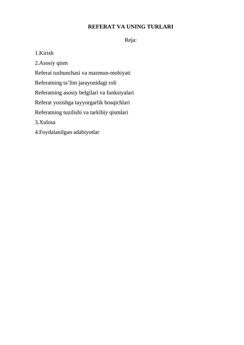 REFERAT VA UNING TURLARI