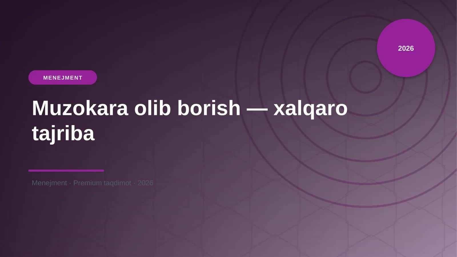 Muzokara olib borish — xalqaro tajriba