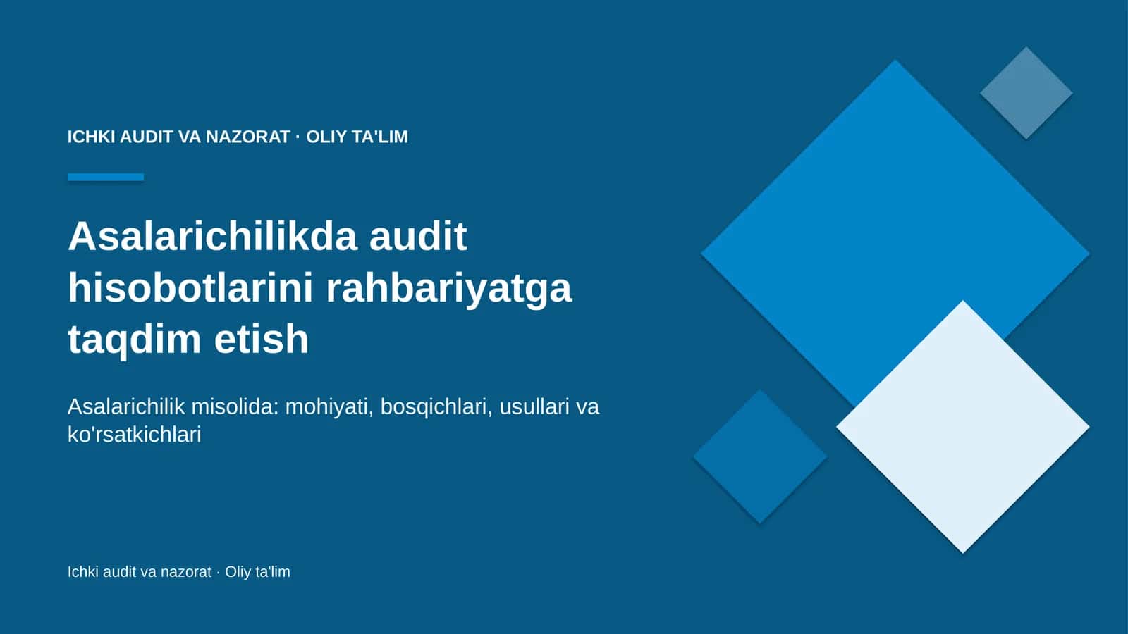 Asalarichilikda audit hisobotlarini rahbariyatga taqdim etish