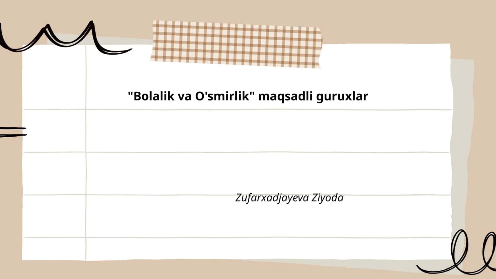 Bolalik va O'smirlik