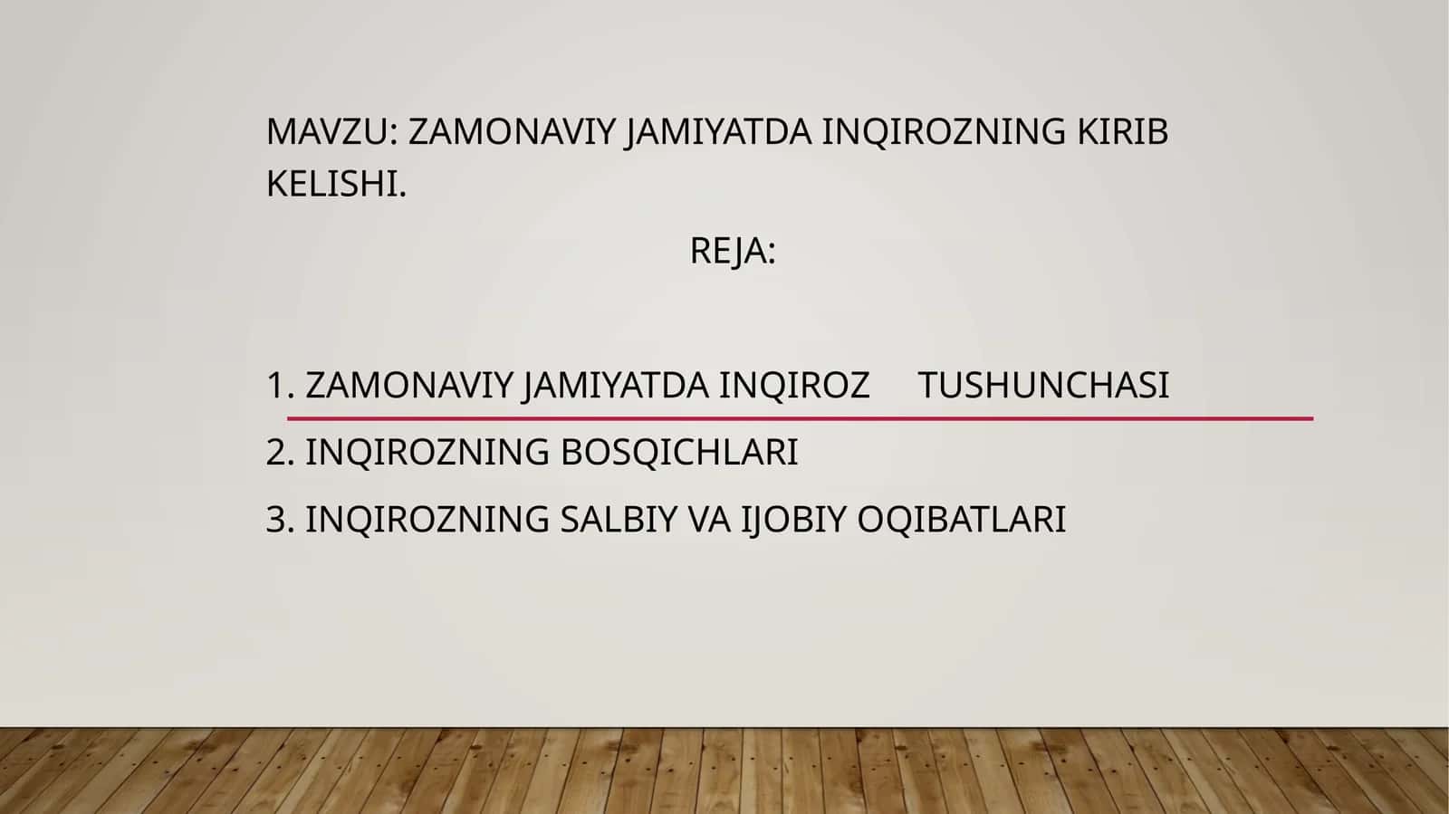 Zamonaviy jamiyatda inqirozning kirib kelishi