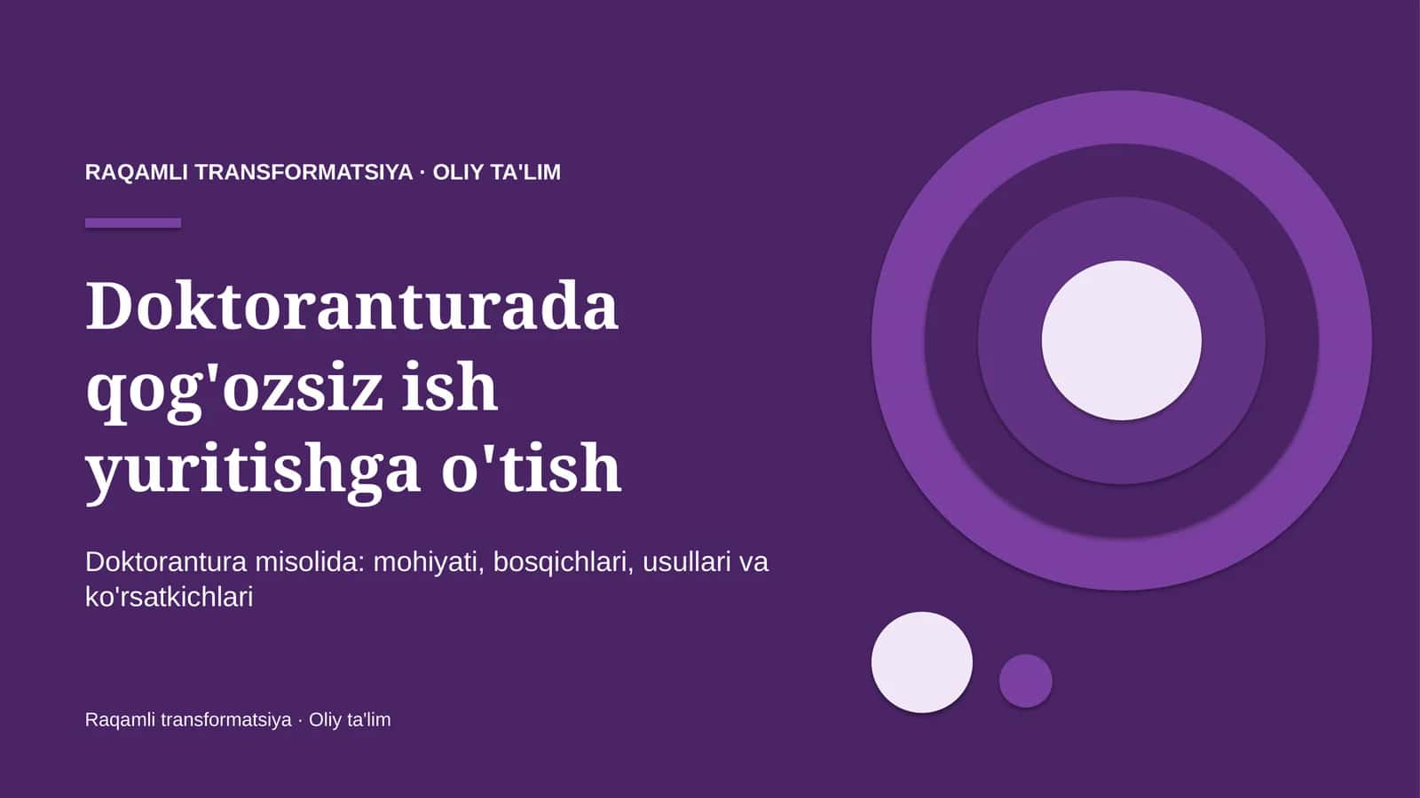 Raqamli TRANSFORMATSIYA · OLIY TA'LIM