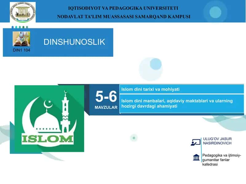 Islom dini tarixi va mohiyati