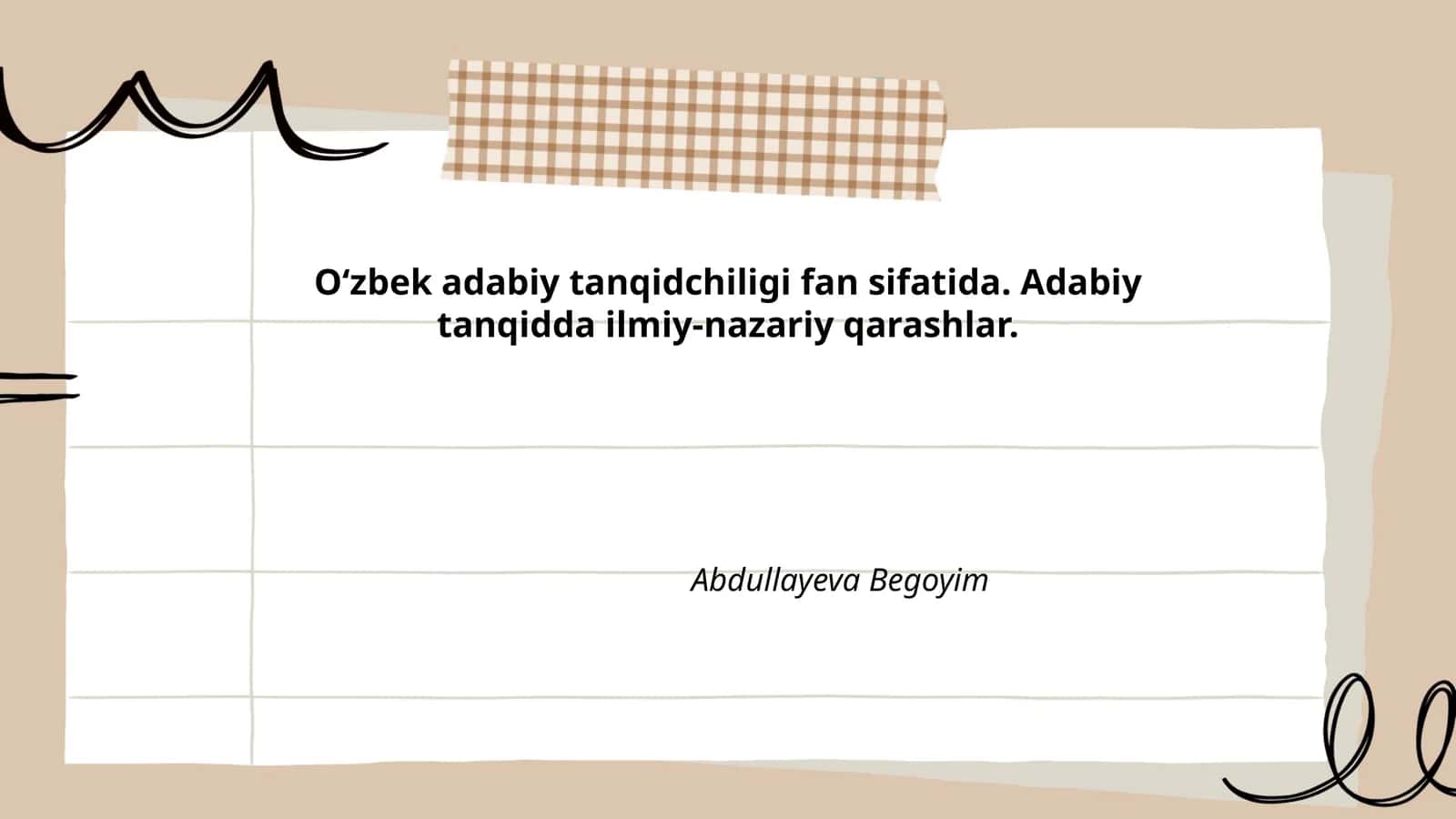 Oʻzbek adabiy tanqidchiligi fan sifatida