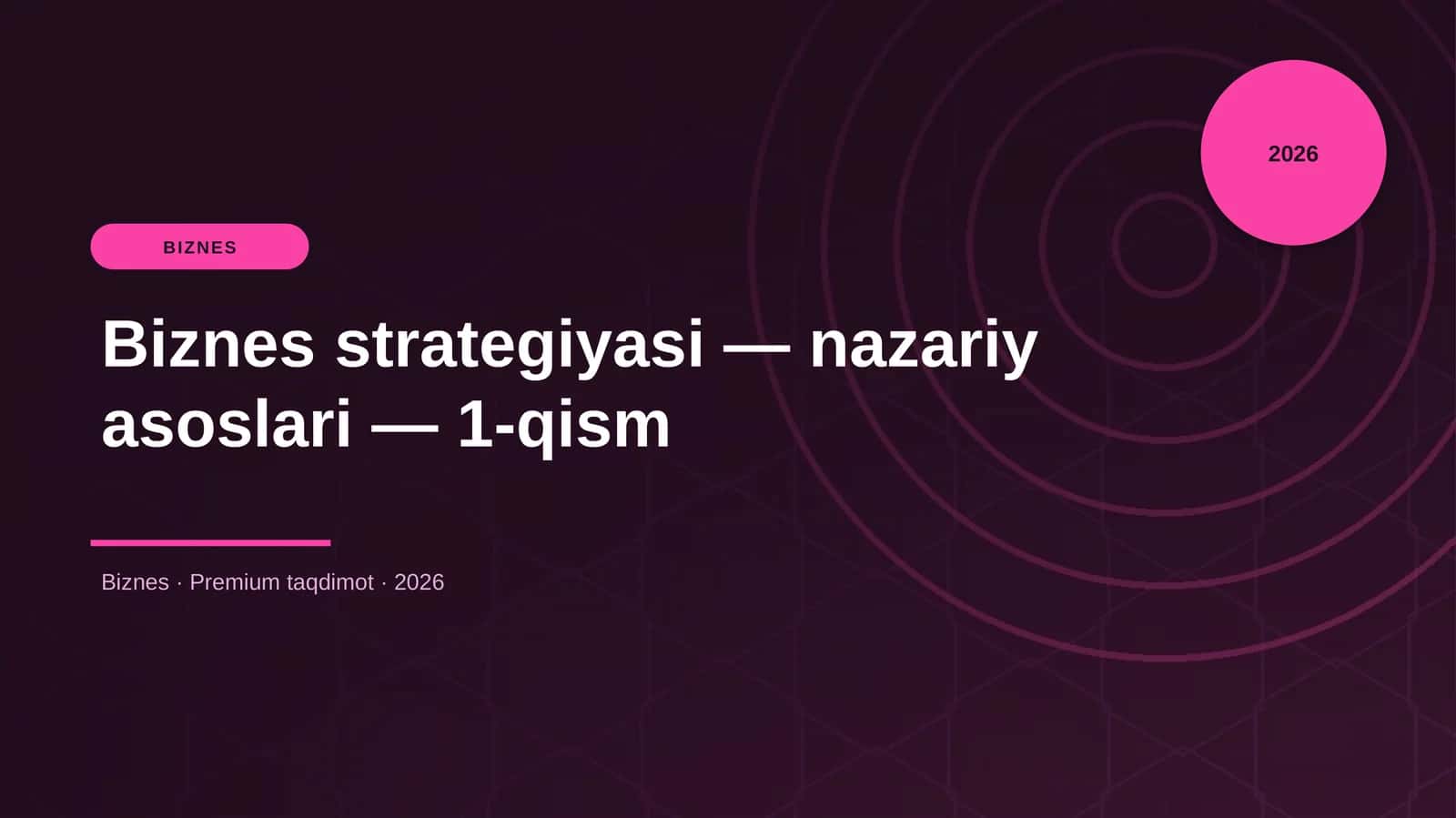 Biznes strategiyasi — nazariy asoslari — 1-qism