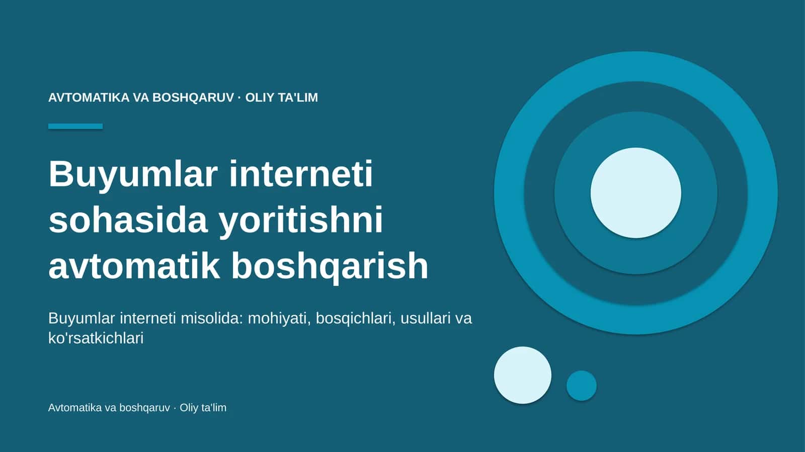 Avtomatika va boshqaruv · Oliy ta'lim