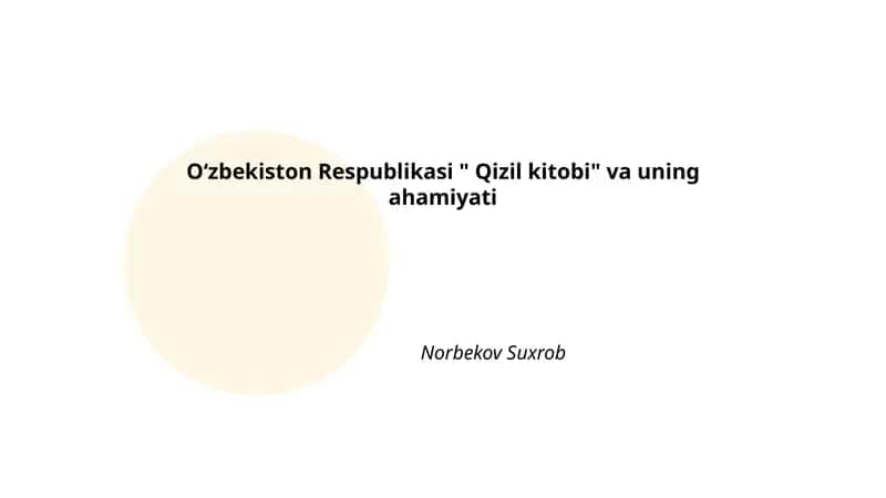 Oʻzbekiston Respublikasi "Qizil kitobi" va uning ahamiyati