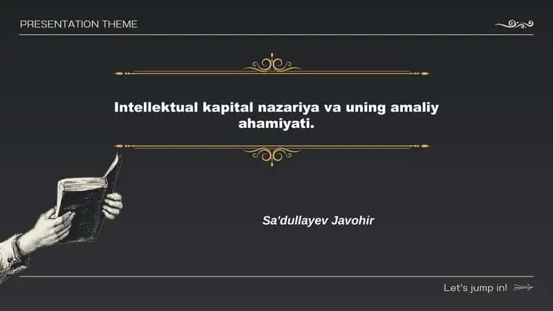 Intellektual kapital nazariya va uning amaliy ahamiyati