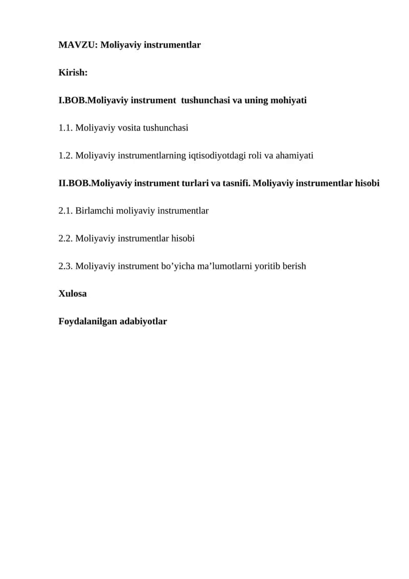 Moliyaviy instrumentlar