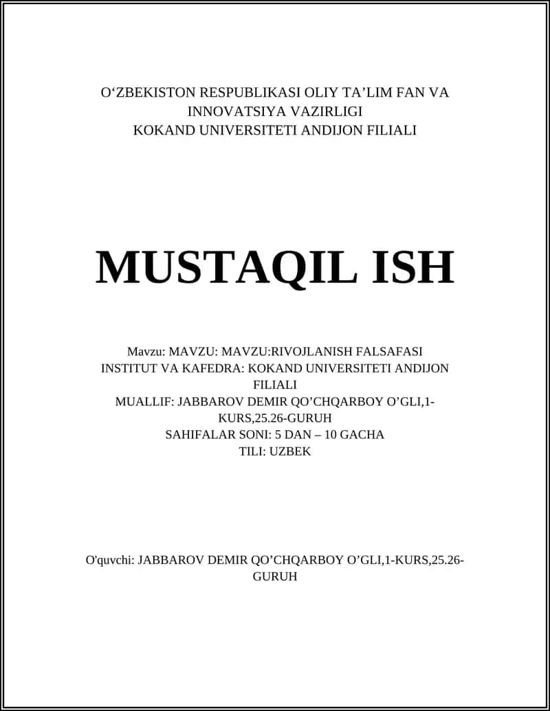 RIVOJLANISH FALSAFASI