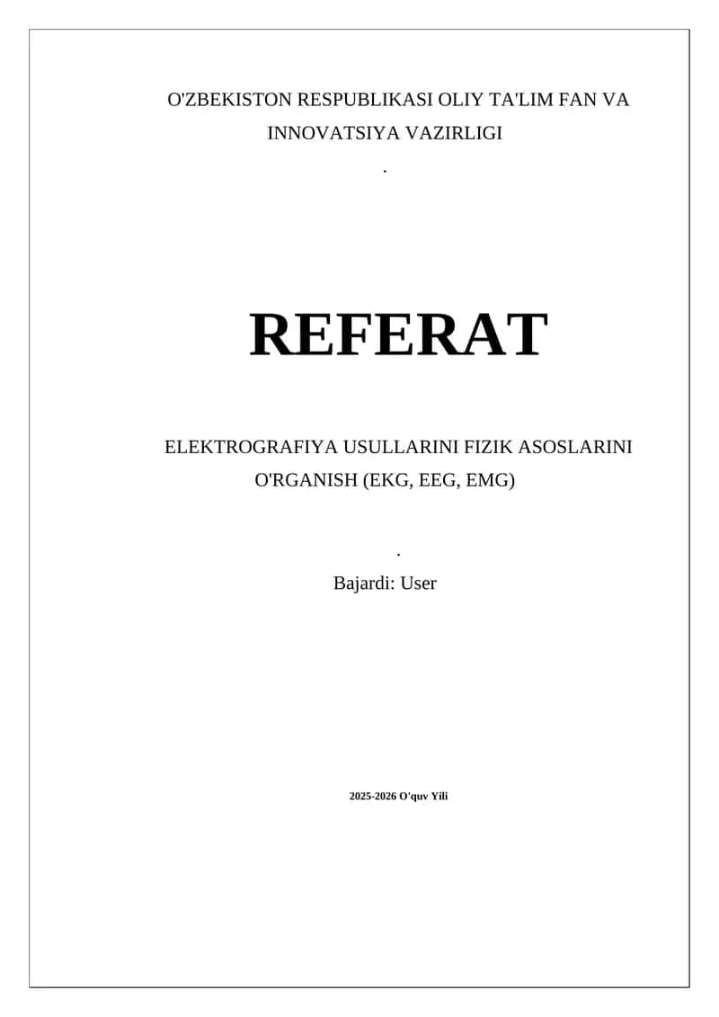 Elektrografiya usullarini fizik asoslari