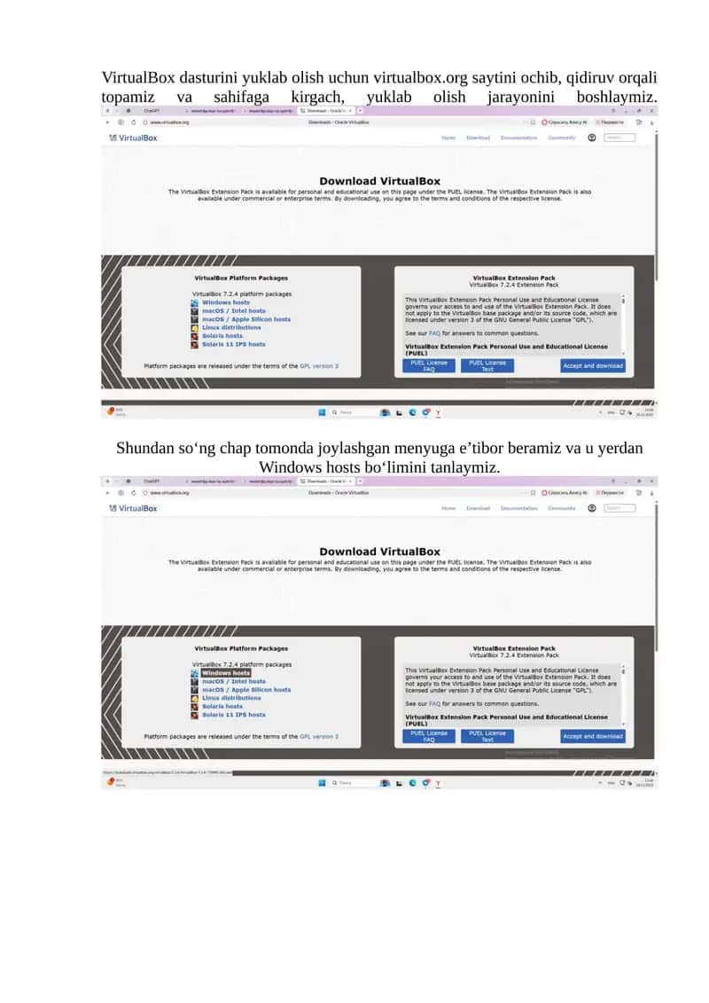VirtualBox dasturi