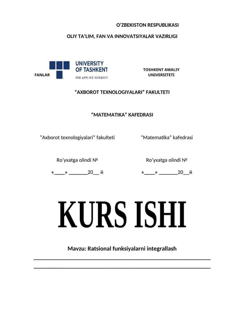 Ratsional funksiyalarni integrallash