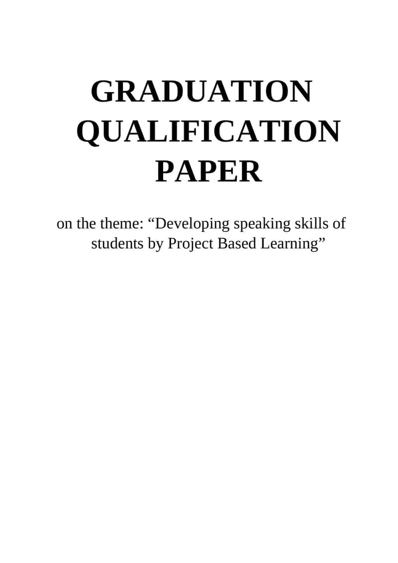 Developing speaking skills of students by Project Based Learning