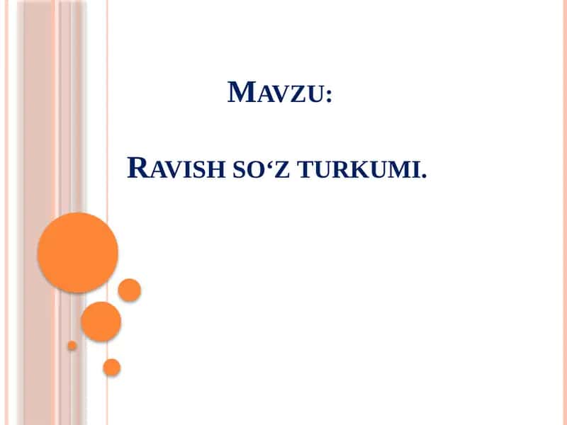 Ravish so‘z turkumi