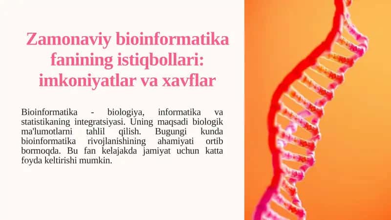 Bioinformatika Fanining Ta'rifi