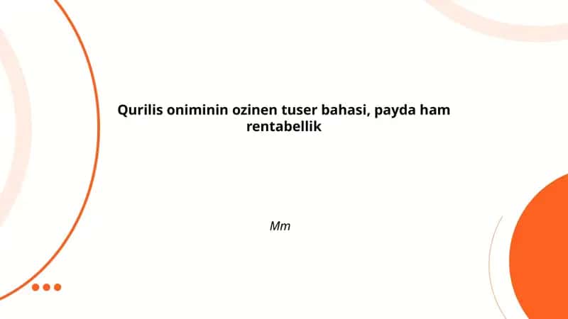 Qurilish mahsulotining o'ziga tushuvchi asosiy tannarx elementlari