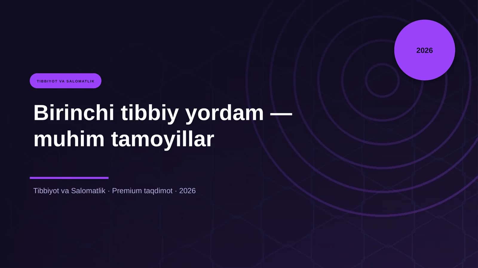Birinchi tibbiy yordam — muhim tamoyillar