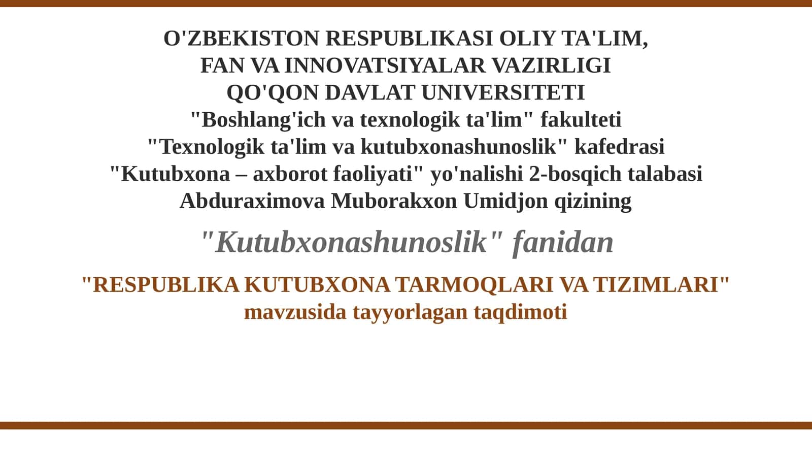 RESPUBLIKA KUTUBXONA TARMOQLARI VA TIZIMLARI